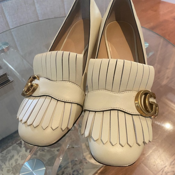 Leather mid-heel pump ivory 7.5 - Picture 5 of 9